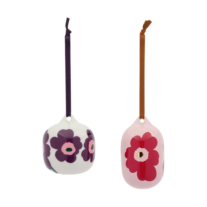 Unikko dekorasjonsanheng - Pink-cranberry-white-plum, 2 deler - Marimekko