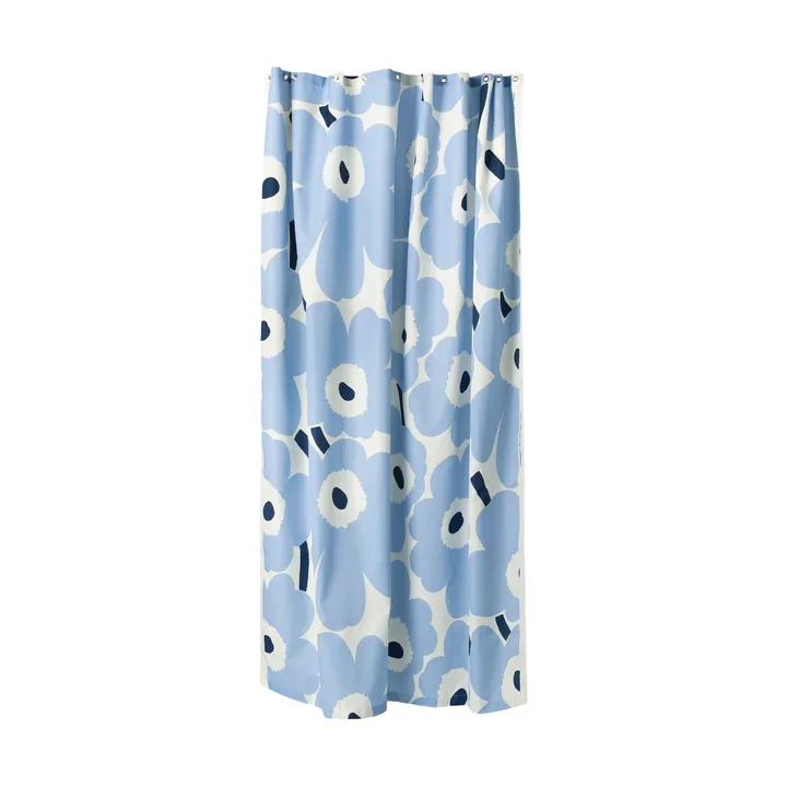 Unikko dusjforheng - Off white, light blue, navy, 180x200 cm - Marimekko