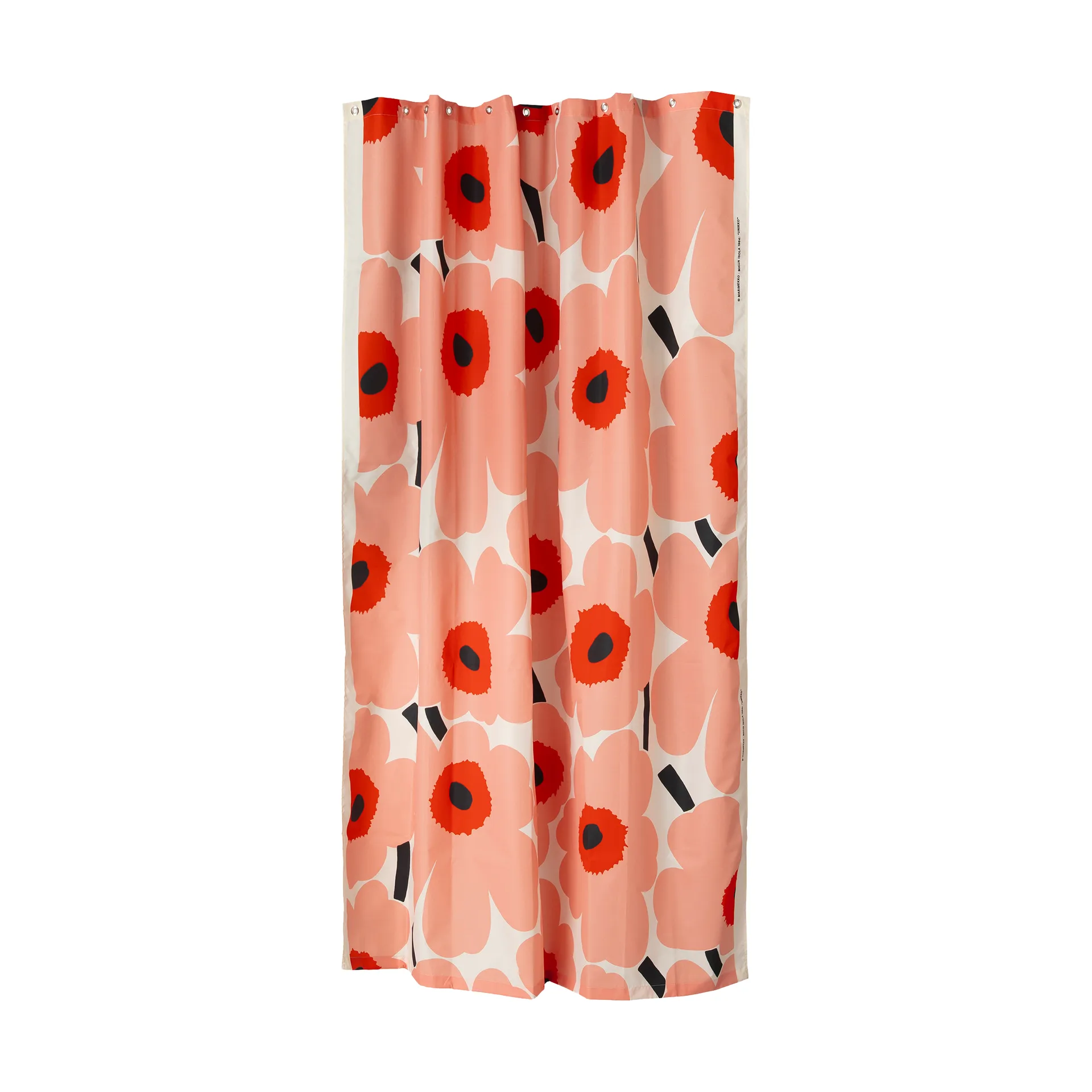 Unikko dusjforheng, Offwhite-coral-red-charcoal Marimekko
