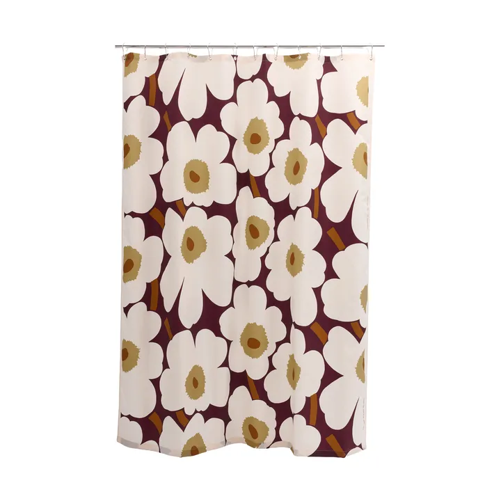 Unikko dusjforheng - Plomme-rosa-almetre-knallbrun - Marimekko