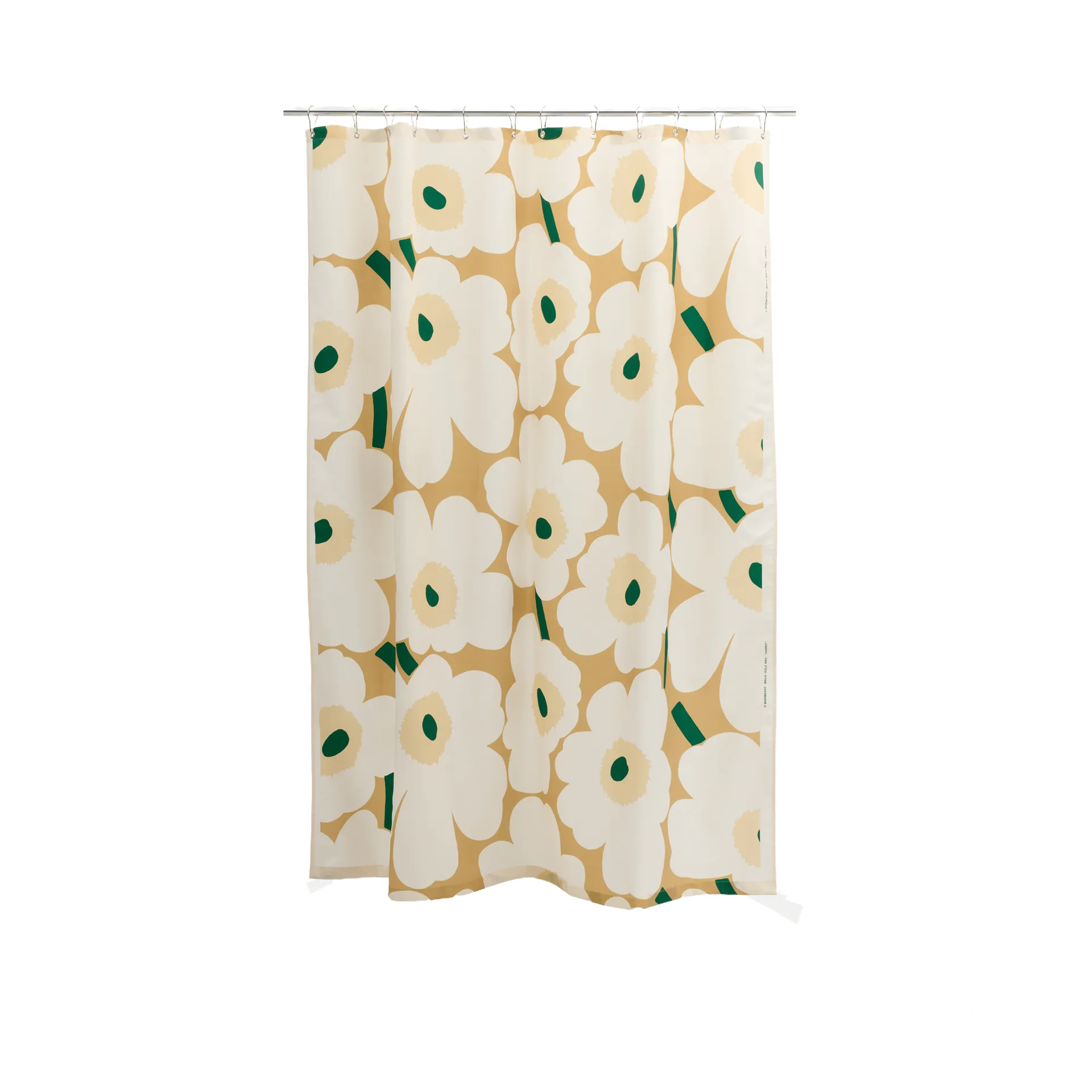 Unikko dusjforheng, Sand-off white-høy-emerald Marimekko