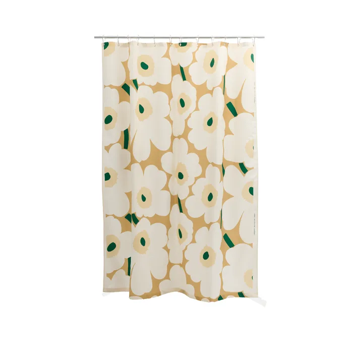 Unikko dusjforheng - Sand-off white-høy-emerald - Marimekko