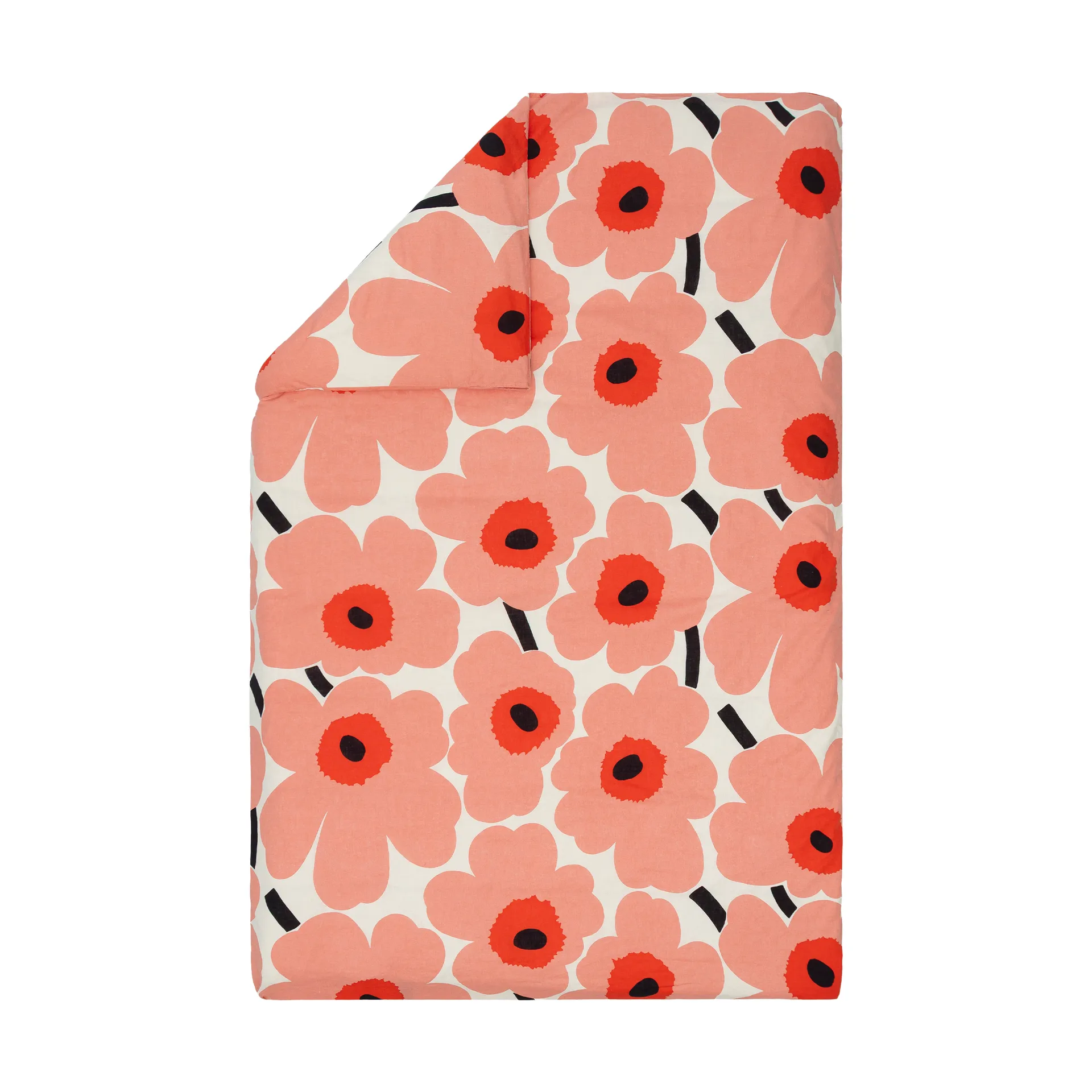 Unikko dynetrekk 150x210 cm, Off white-coral-orange red-charcoal Marimekko