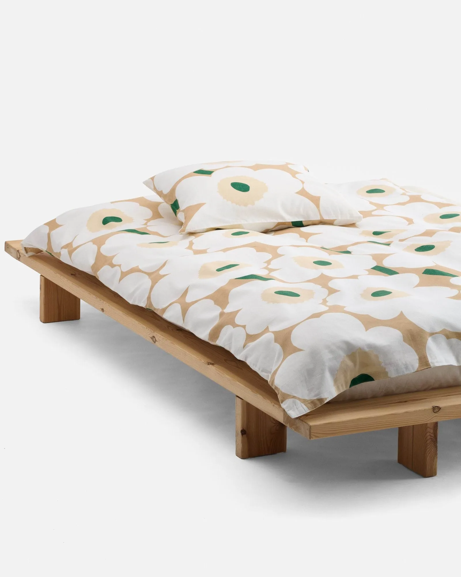 Unikko dynetrekk 150x210 cm, Sand-off white-høy-emerald Marimekko