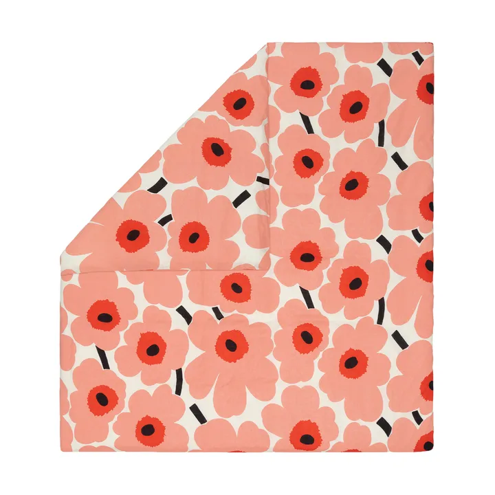 Unikko dynetrekk 220x240 cm - Off white-coral-orange red-charcoal - Marimekko