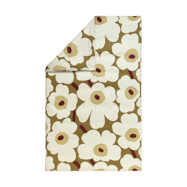 Unikko dynetrekk sateng 150x210 cm - Green umber-cream - Marimekko