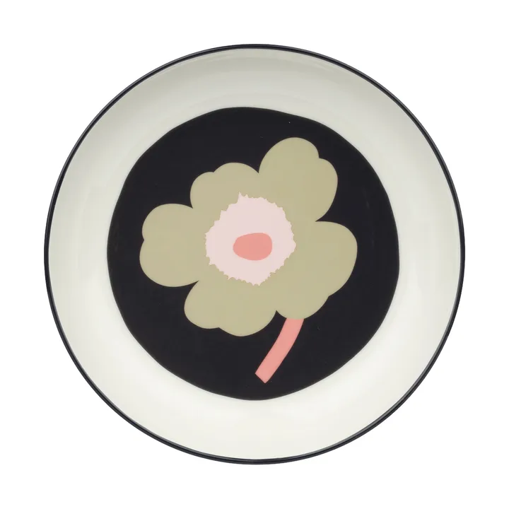 Unikko dyp tallerken Ø20,5 cm - Off white-charcoal-sand-pink - Marimekko