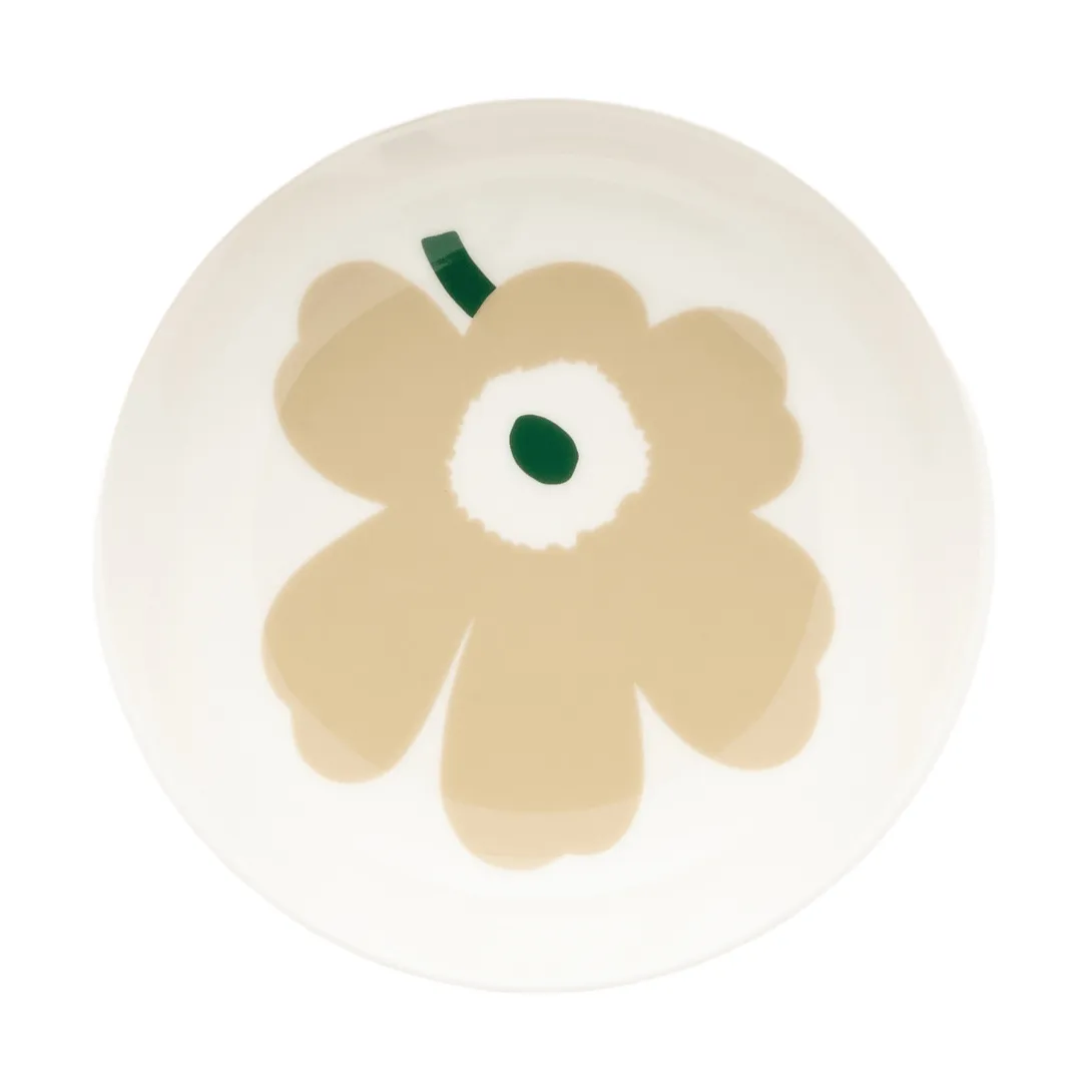 Unikko dyp tallerken, Beige-white-light sand-dark green Marimekko