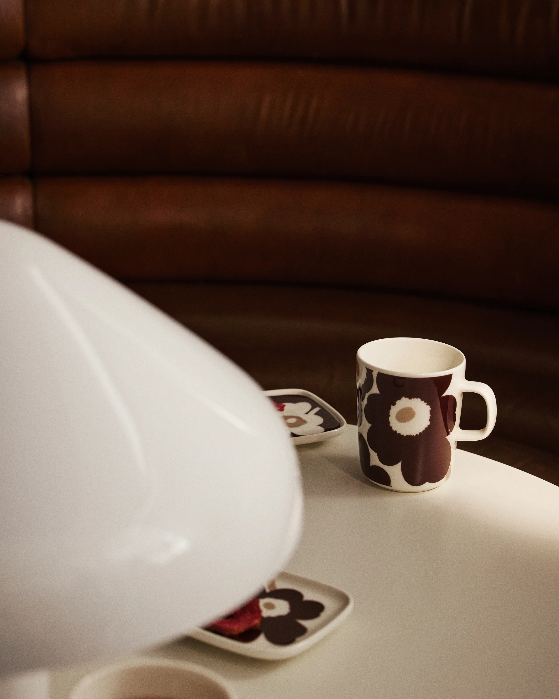 Unikko fat 10 x 10 2-pakning, Vinrød-hvit-beige Marimekko