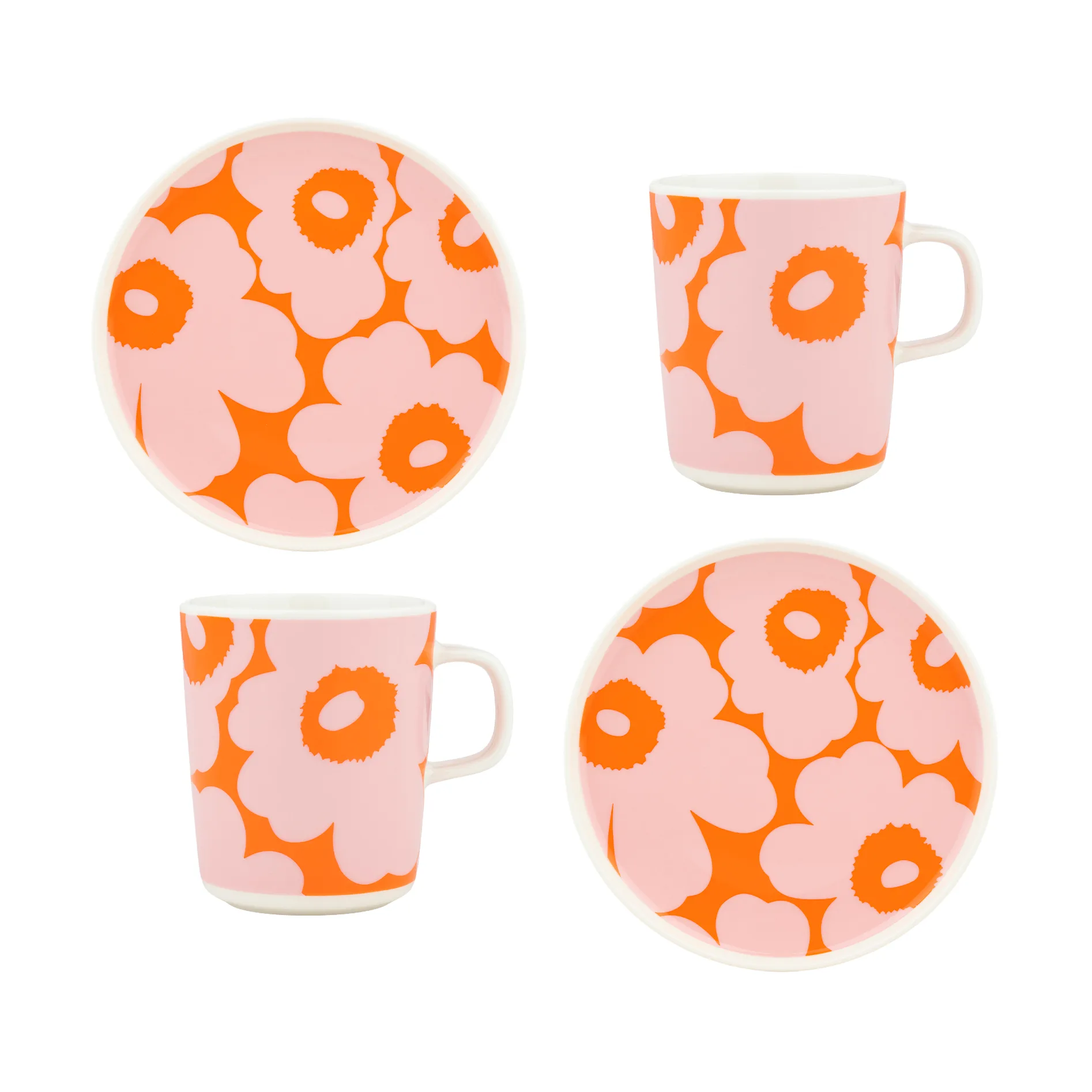 Unikko frokostsett, White-pink-orange, 4 deler Marimekko