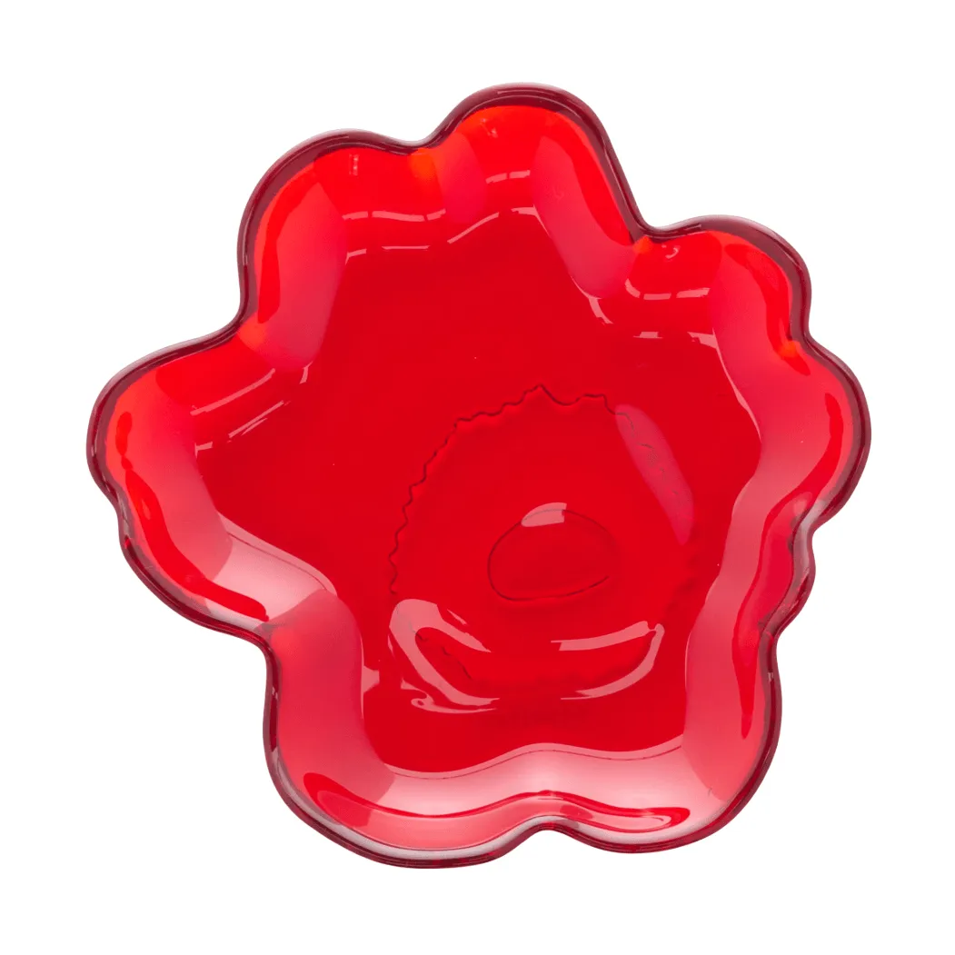 Unikko glass tallerken Ø13 cm, Rød Marimekko