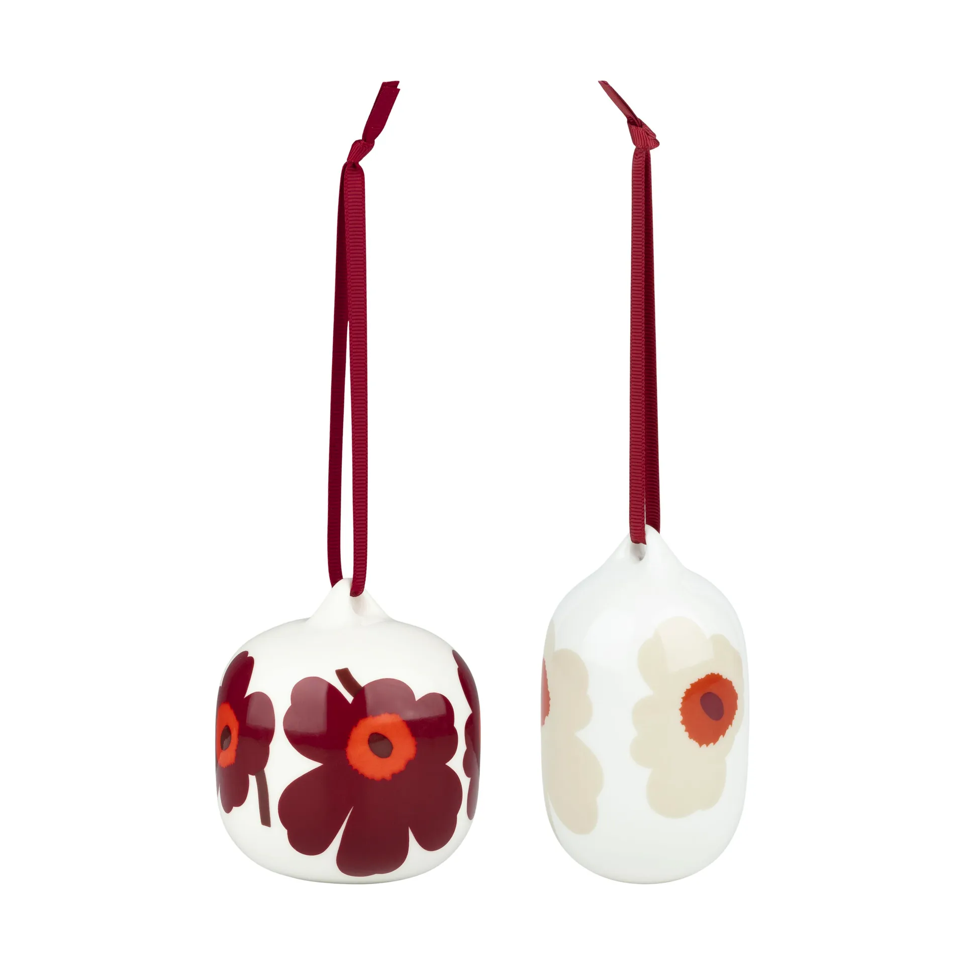 Unikko julekuler 2025 2 deler, White-red-beige Marimekko
