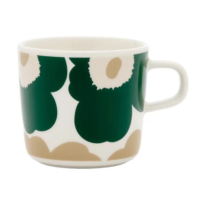 Unikko kaffekopp 20 cl - White-mørkegrønn-beige-lys sand - Marimekko