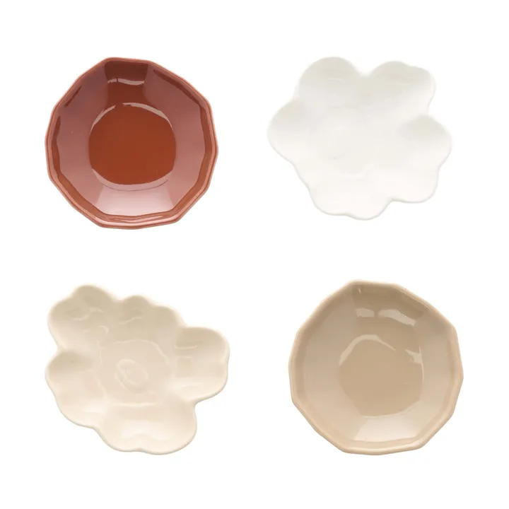 Unikko & kivet shape tallerken 4 deler - Beige-chestnut-hvit-lysebrun - Marimekko
