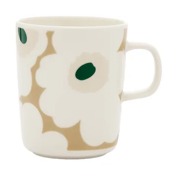 Unikko kopp 25 cl - White-beige-lys sand-mørk grønn - Marimekko