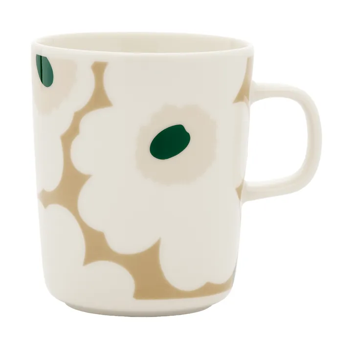 Unikko kopp 25 cl - White-beige-lys sand-mørk grønn - Marimekko