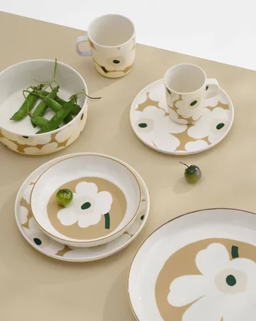 Unikko kopp 25 cl - White-beige-lys sand-mørk grønn - Marimekko