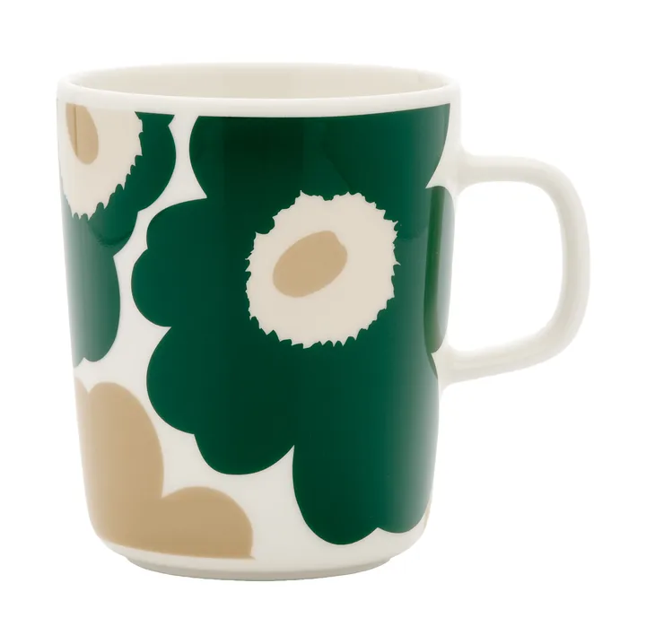 Unikko kopp 25 cl - White-mørkegrønn-beige-lys sand - Marimekko