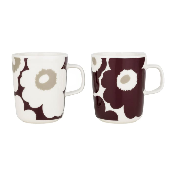 Unikko kopp 2,5 dl 2-pakning - Clay-dark wine-white - Marimekko