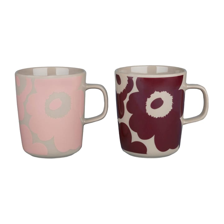 Unikko kopp 2,5 dl 2-pakning - Terra-dark wine-red-powder - Marimekko