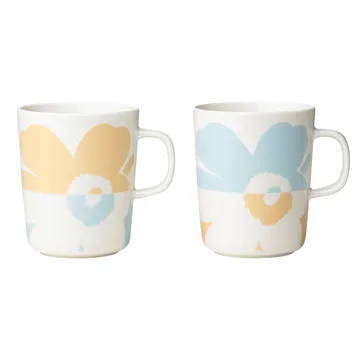 Unikko kopp 2,5 dl 2-pakning - White-beige-aqua - Marimekko