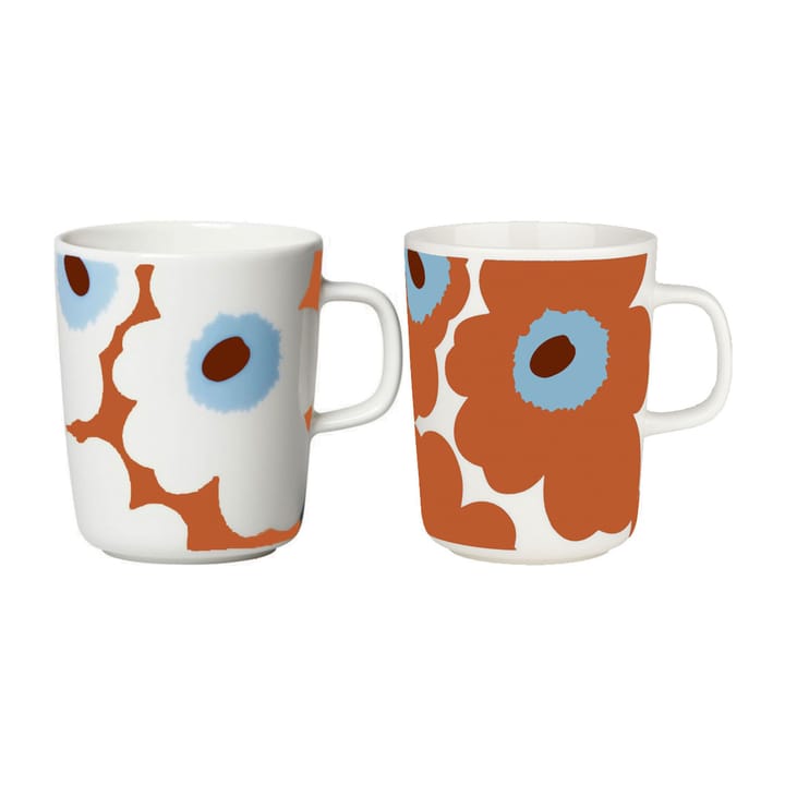 Unikko kopp 2,5 dl 2-pakning - White-tomato red-sky blue - Marimekko