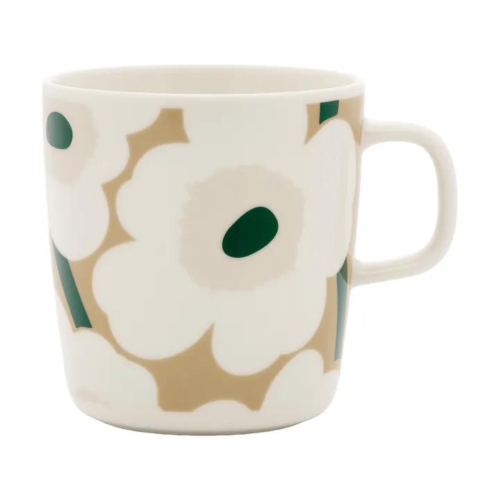 Unikko kopp 40 cl - White-beige-lys sand-mørk grønn - Marimekko