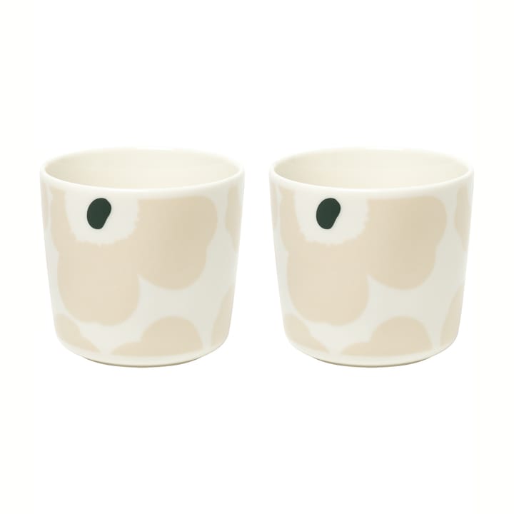 Unikko kopp uten hank 20 cl 2-pakning - Hvit-beige-mørkgrønn - Marimekko