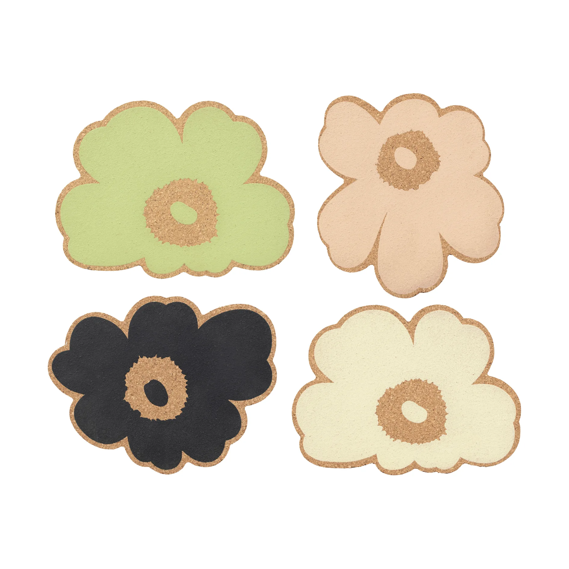 Unikko kork glassbrikker 4 deler, Multicolour assortment Marimekko