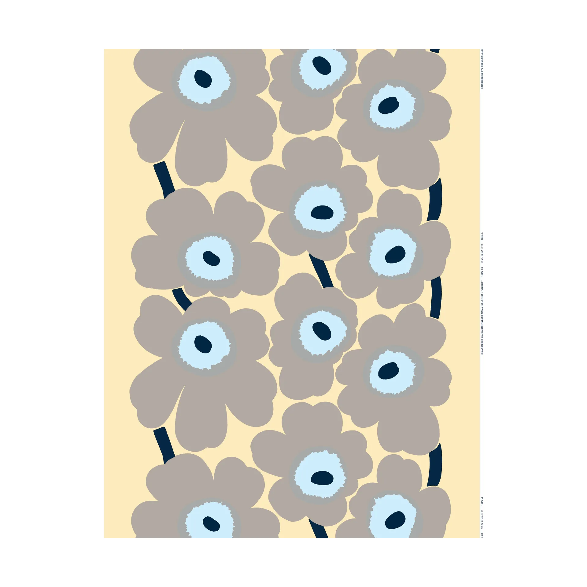 Unikko linstoff, Sand-grey-pale blue Marimekko