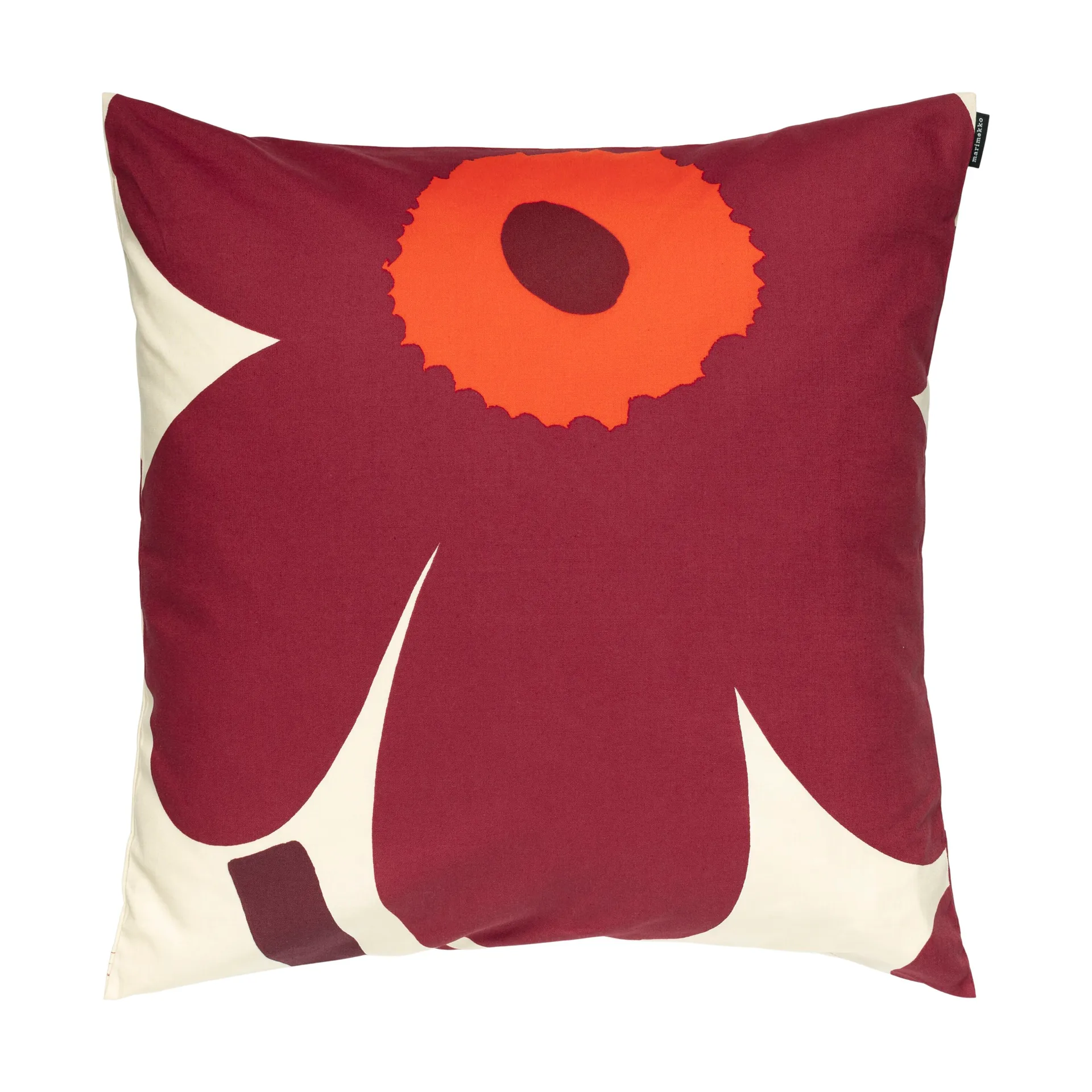 Unikko putetrekk 50x50 cm, Vanilla-burgundy-red Marimekko