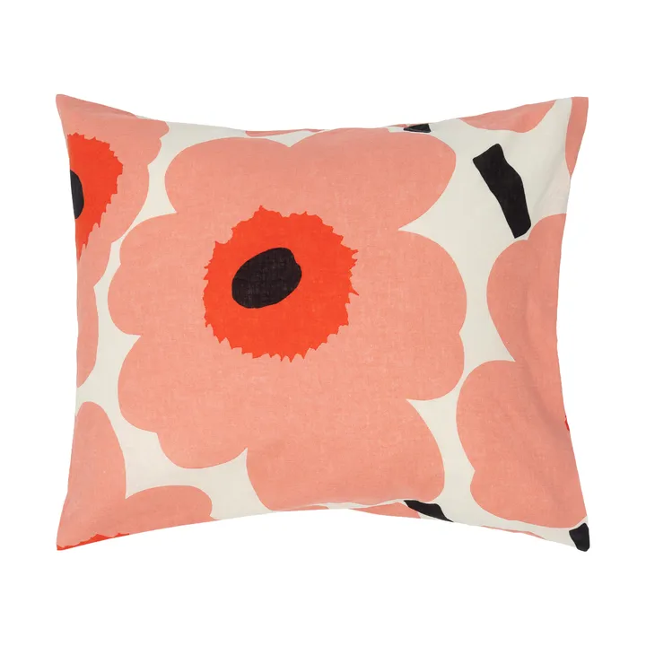 Unikko putetrekk 50x60 cm - Off white-coral-orange red-charcoal - Marimekko