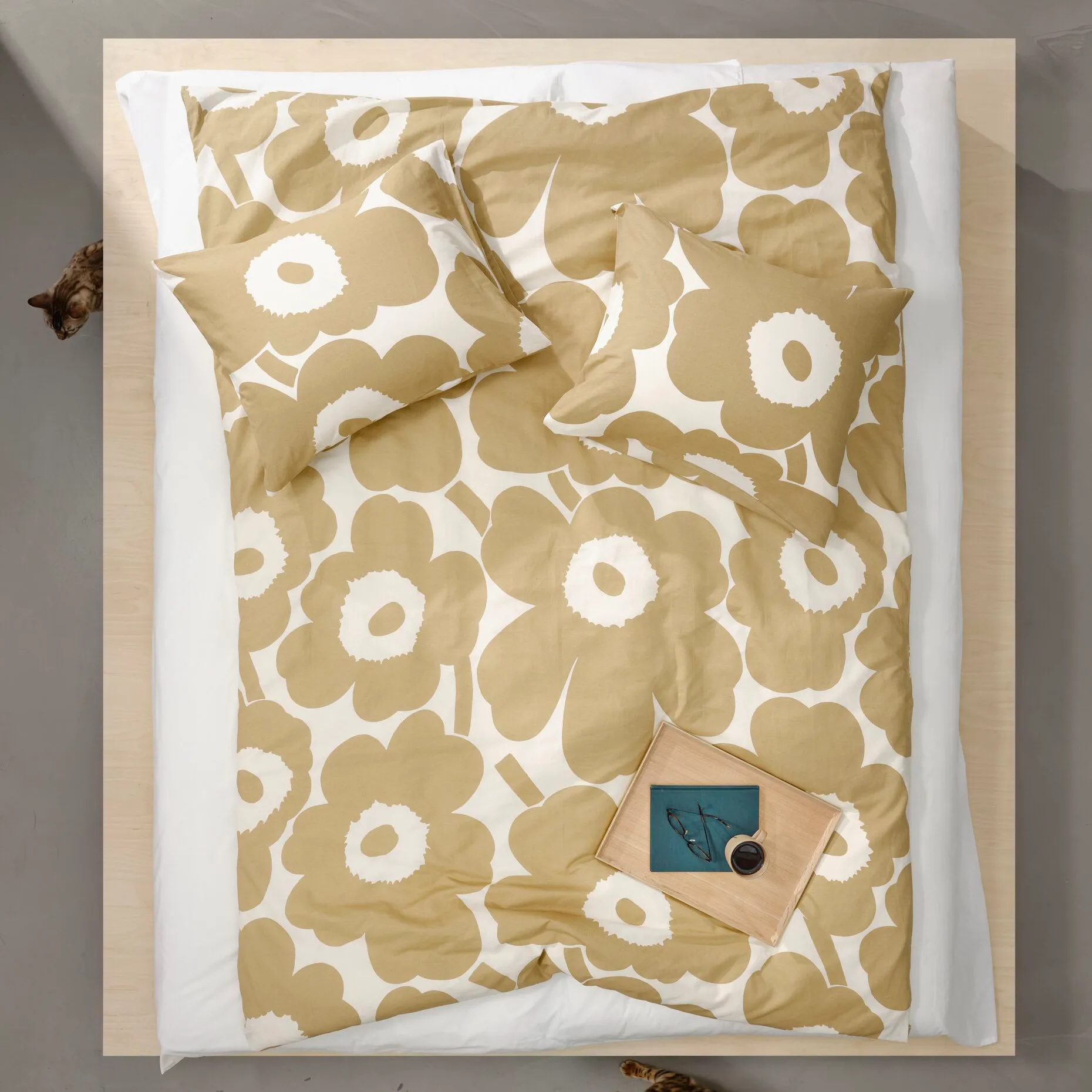 Unikko putetrekk bomull-hamp 50x60 cm, Beige Marimekko