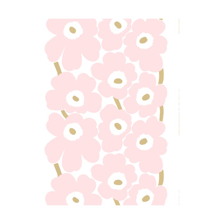 Unikko satengstoff - White-Light pink-gold - Marimekko