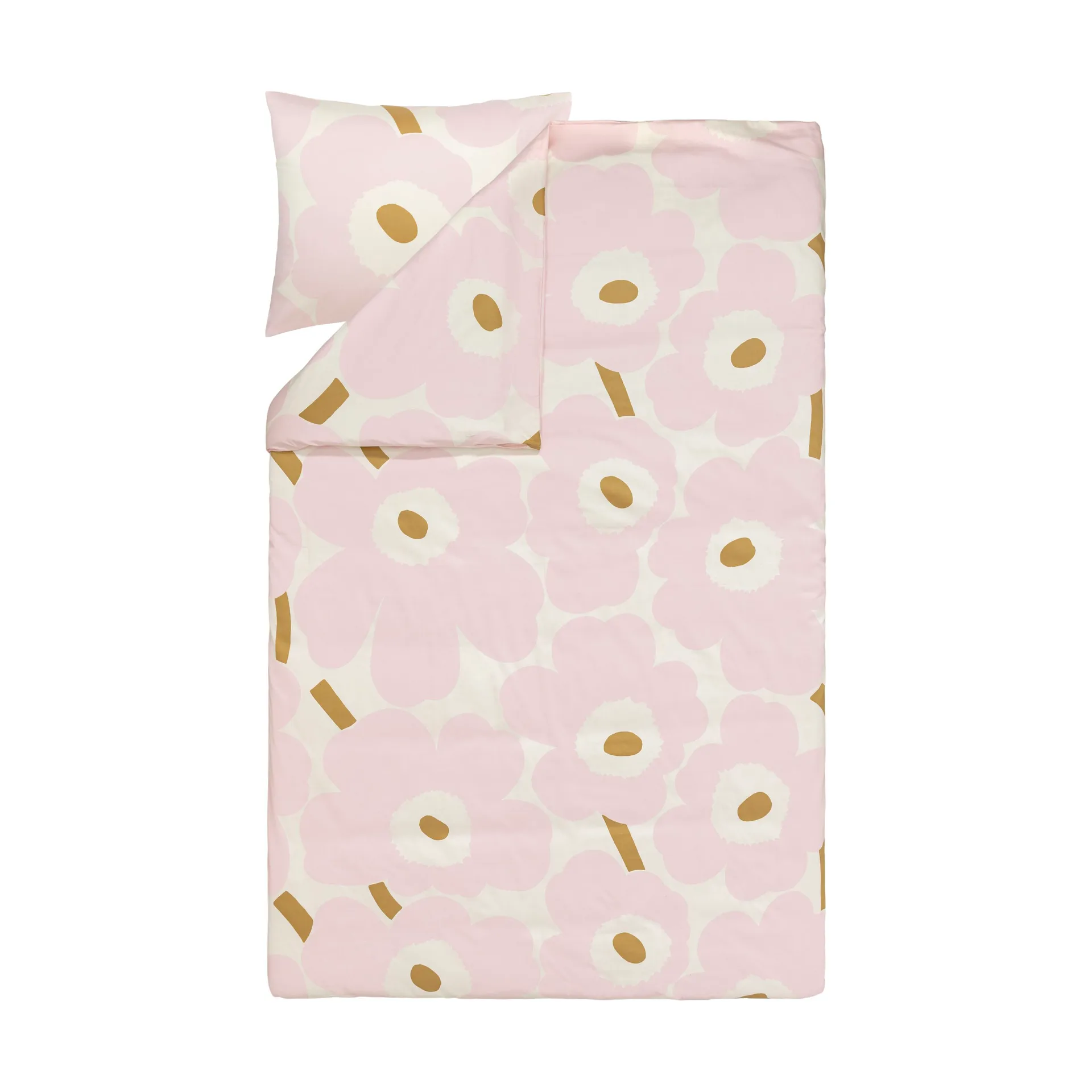 Unikko sengesett 150x210 cm+50x60 cm, White-light pink-beige Marimekko