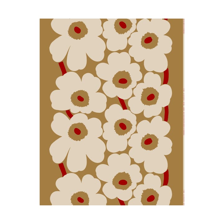 Unikko stoff bomull-lin - Brown-linen-red - Marimekko
