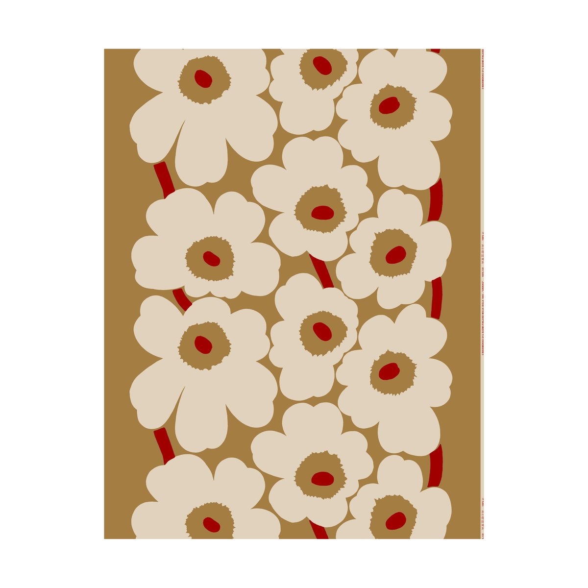 Bilde av Marimekko Unikko stoff bomull-lin Brown-linen-red