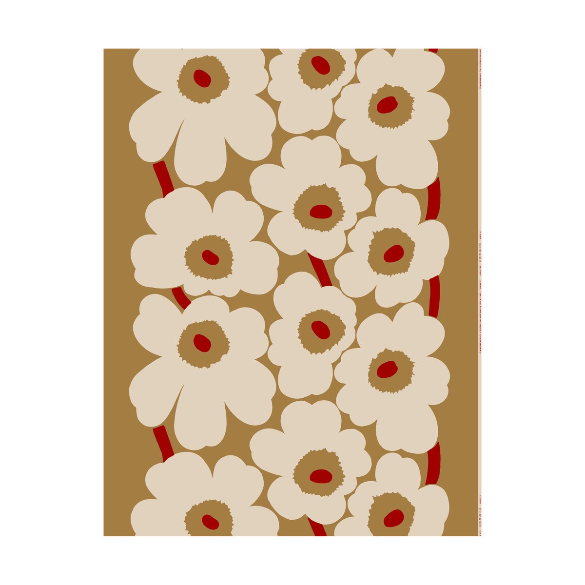 Bilde av Marimekko Unikko stoff bomull-lin Brown-linen-red