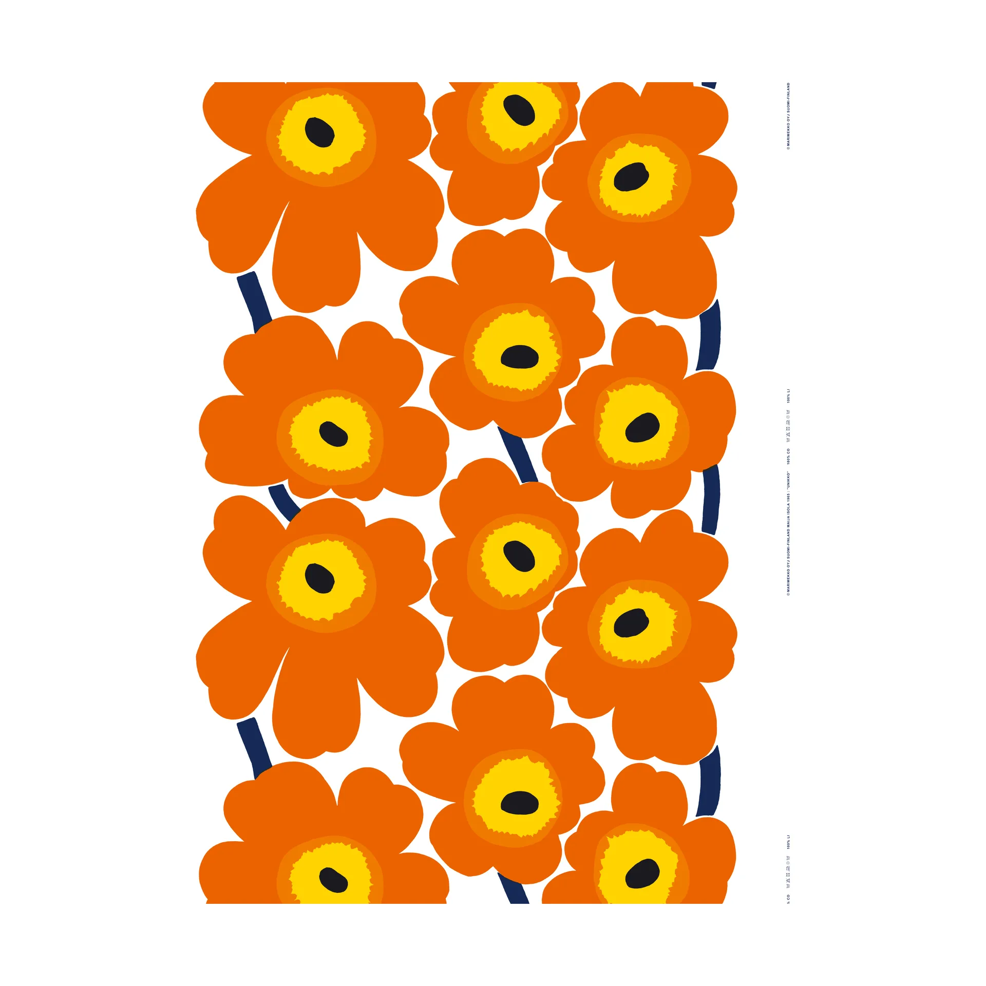 Unikko stoff heavyweight bomull, Oransje Marimekko