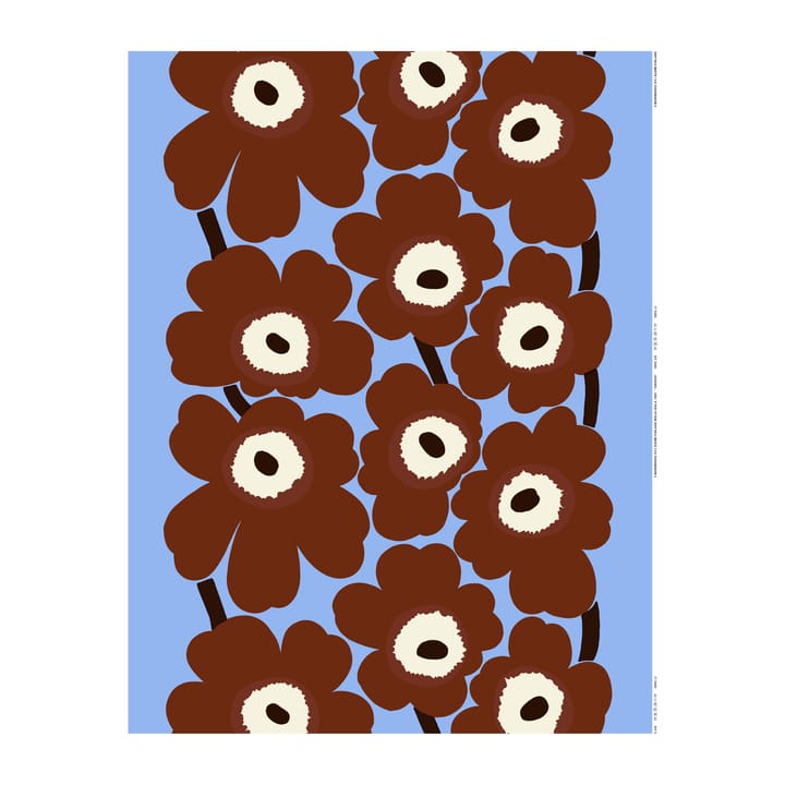 Unikko stoff, Lyseblå-brun-naturhvit Marimekko
