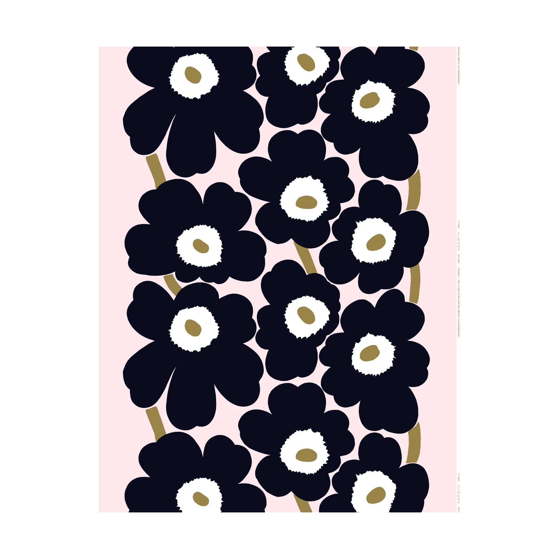 Unikko stoff, Pink-charcoal-light brown Marimekko