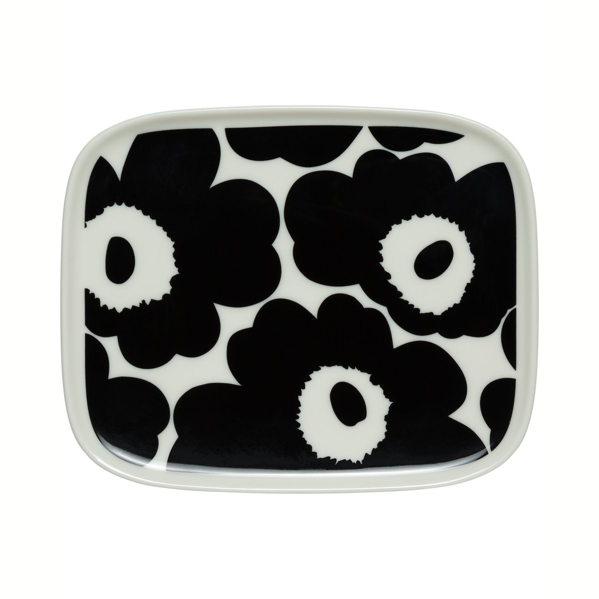 Marimekko Unikko tallerken 12x15 cm Svart-hvit | Skandinavisk Design | Asjetter | Svart