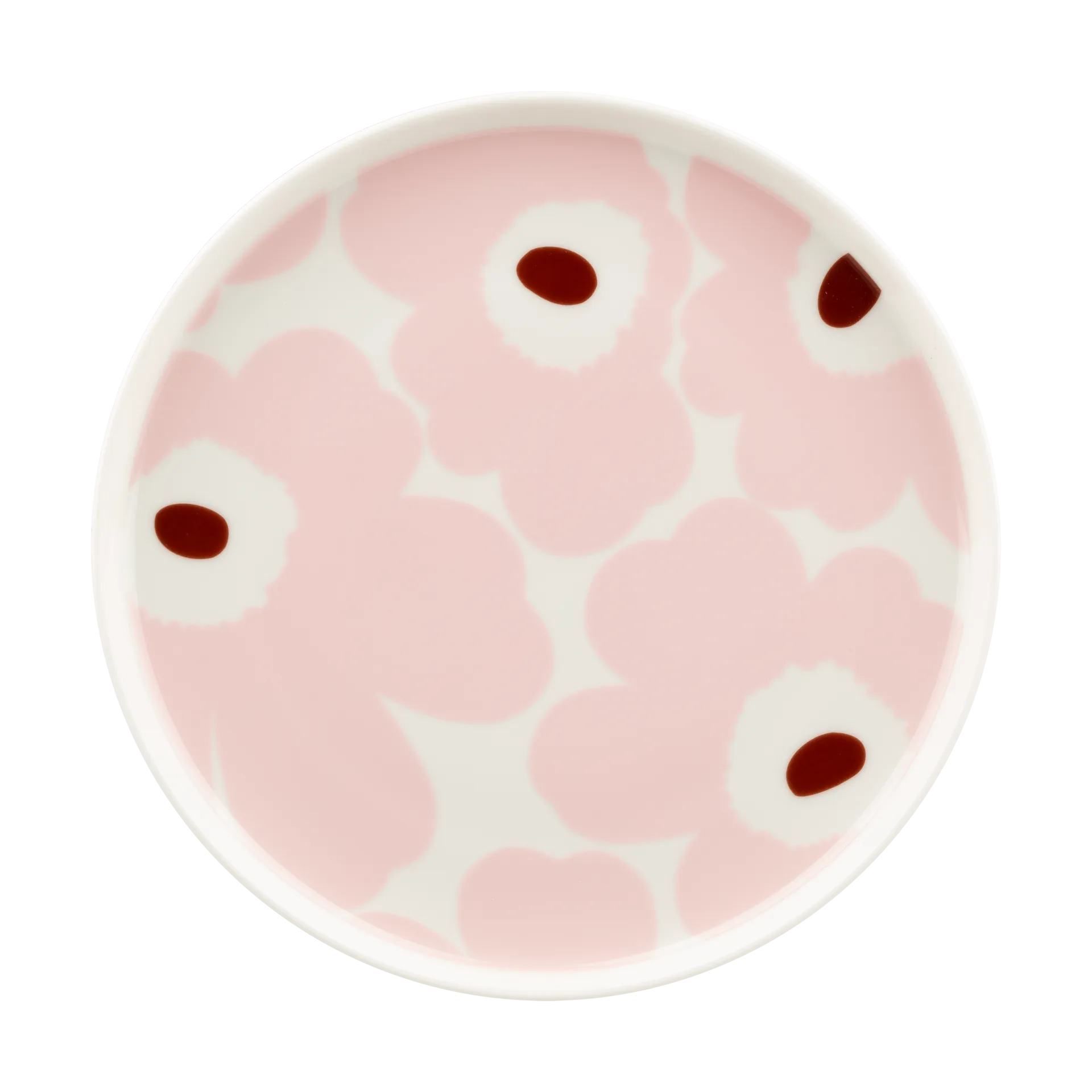 Unikko tallerken Ø 20 cm, White-light pink-chestnut Marimekko