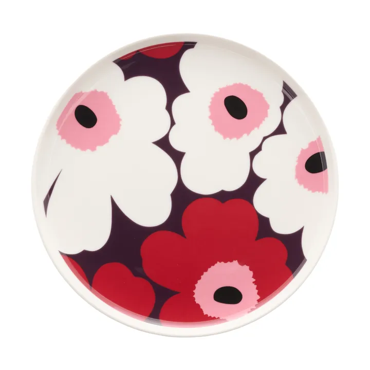 Unikko tallerken Ø 20 cm - White-plum-cranberry-pink - Marimekko