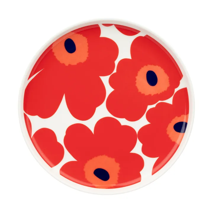 Unikko tallerken Ø 20 cm - White-red-blue - Marimekko