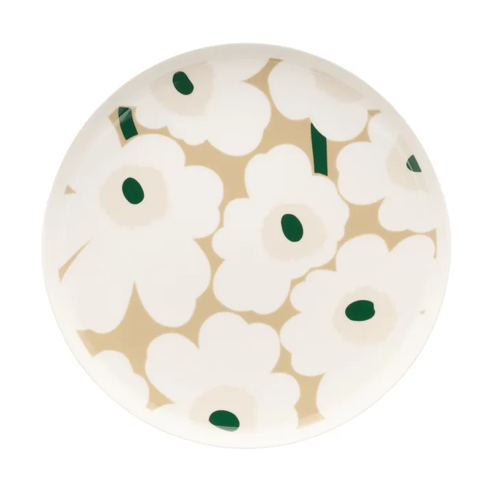 Unikko tallerken Ø 25 - White-beige-lys sand-mørk grønn - Marimekko