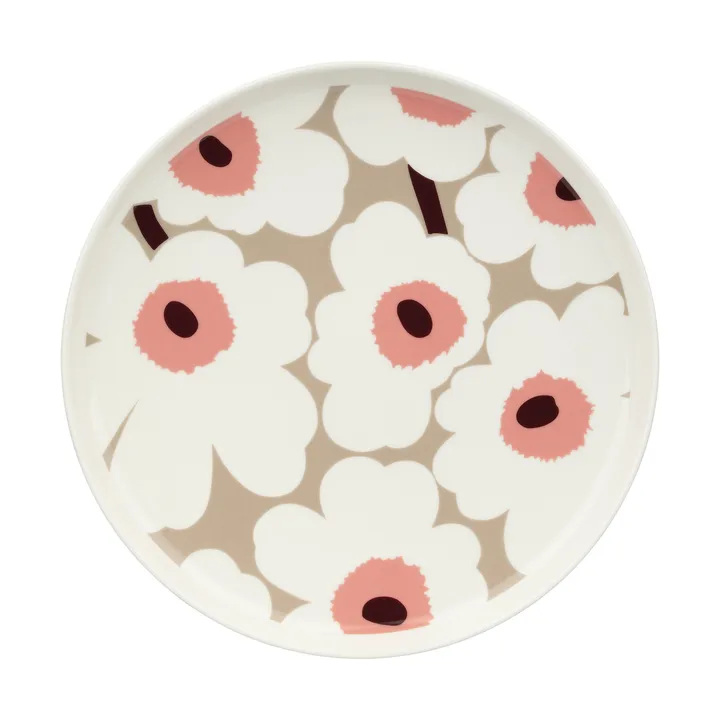 Unikko tallerken Ø 25 - White-clay-powder-dark wine - Marimekko