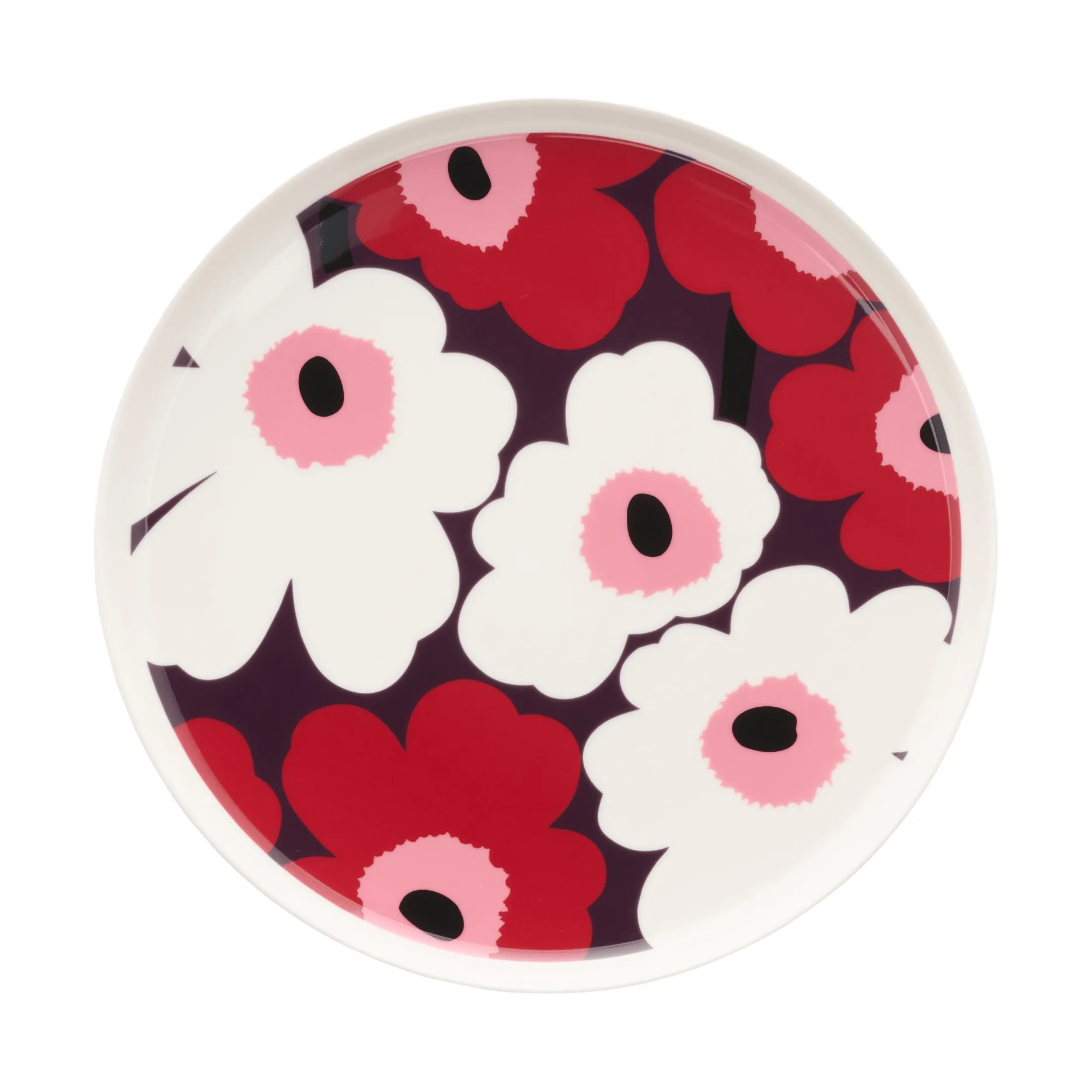 Unikko tallerken Ø 25, White-plum-cranberry-pink Marimekko