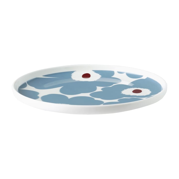 Unikko tallerken hvit-blågrå-vinrød - Ø 20 cm - Marimekko