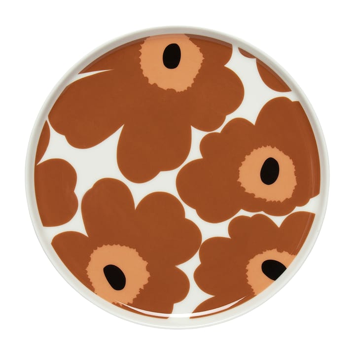 Unikko tallerken hvit-brun-svart - Ø20 cm - Marimekko